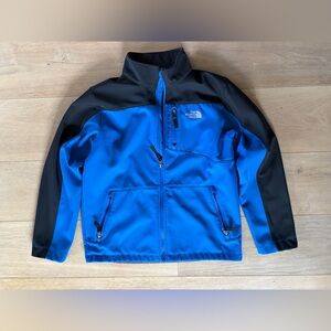 North Face boys blue black softshell full zip jacket - XL 14-16